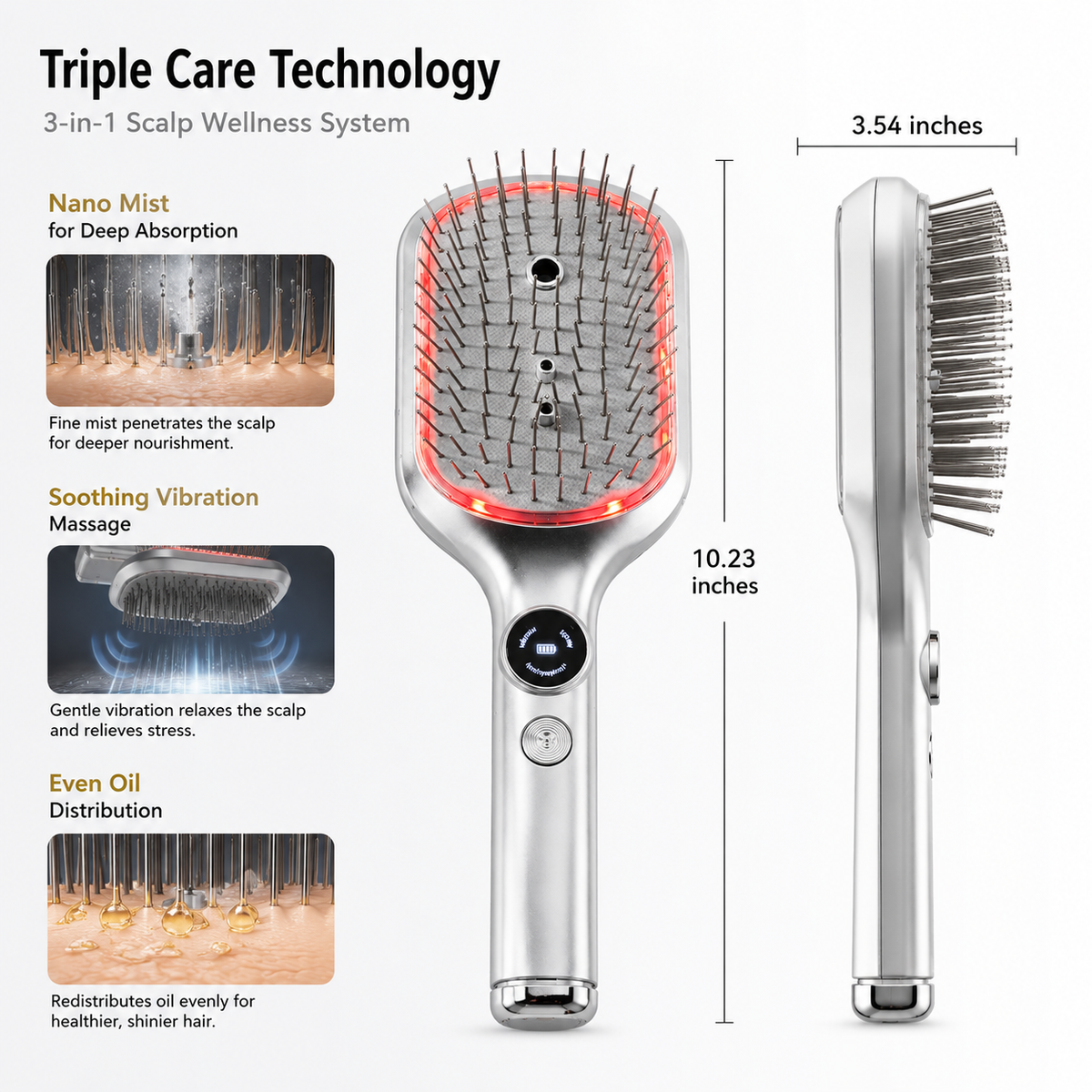 Mist Hair Brush Scalp Massager for Frizz-Free Styling